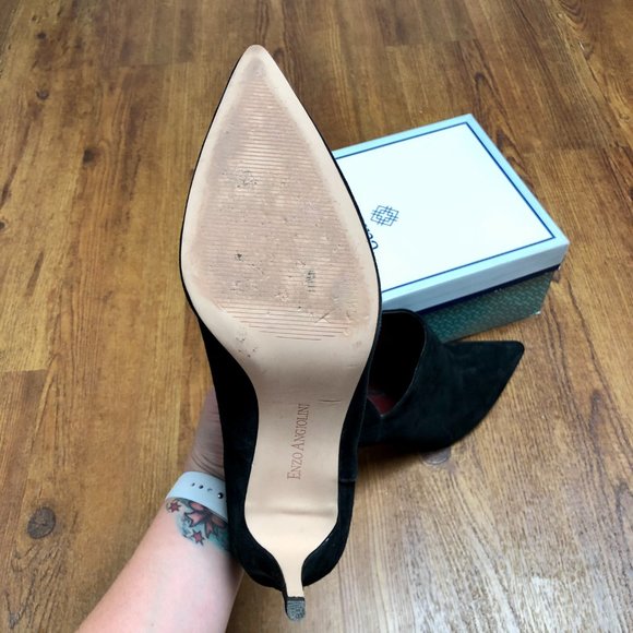 Enzo Angiolini Black Suede Bootie Ankle Boot Black - Picture 7 of 12